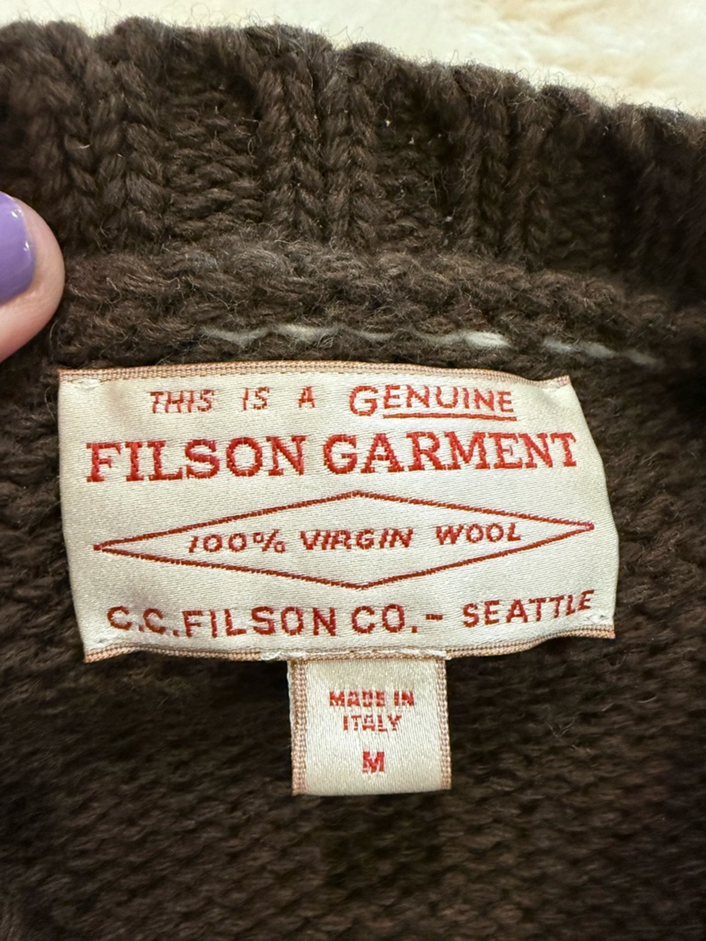 Filson equestrian horse cardigan 100% virgin wool made in Italy RARE women’s M - Picture 6 of 9